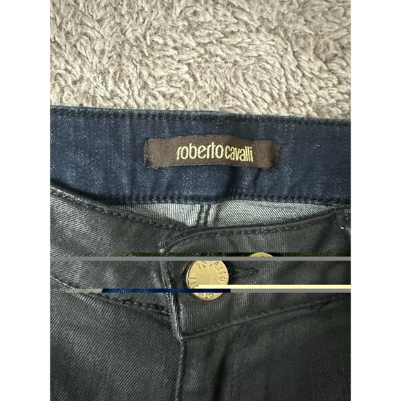 Roberto Cavalli Women's Size 42 Skinny Fit Coated Jeans Pants Mid Rise Black New - Picture 7 of 16